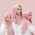 Pasmina Inner bahan jersey terbaru dewasa | Pashmina instan Jait dagu. 