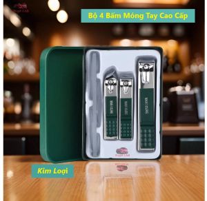 Hộp 4 Bấm Móng Tay Cao Cấp Hộp Dụng Cụ Cắt Móng Tay 4 Món Siêu Bén Siêu Đẹp Bằng Thép Không Rỉ