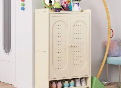 Bamboo Milk White Shoe Cabinet Multi-layer Shoe Rack Simple Storage Cabinet Shoe Organization