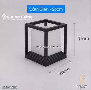 Đèn Sân Vườn Ngoài Trời LT-050 - Trụ Cổng Cột Đèn Hàng Rào Mái Hiên Chống Nước Cao Cấp Decor Vintage - Size 26cm - Kèm Bóng LED