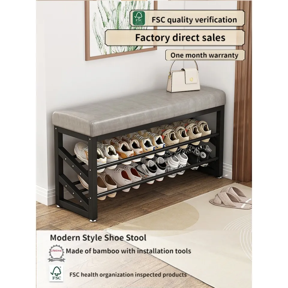in Shoe Changing Stool Metal Shoe Storage Shoe Bench with Soft
