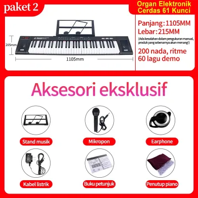 Portabel Piano Elektronik Multifungsi 61 Keys Pemula/ Mainan Anak Piano Elektronik 61 Keys