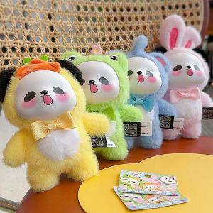 LKMART Phim hoạt hình Móc khóa gấu trúc Mềm mại Hài hước dây chuyền búp bê PVC mềm mại Dễ thương Bông PP Móc khóa động vật lông xù Trẻ em