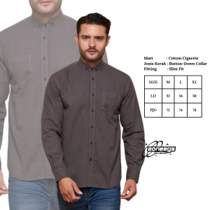 kemeja pria lengan panjang polos kasual NX001B NEEGS