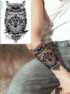 Tato Temporer Tattoo Tatto Temporary Tahan Air Sementara Anti Air Seri LC-507 Motif Burung Hantu Hitam Black Owl - Tatoo Punggung Dada Lengan Tangan Kaki