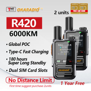 Free SIM Card OKARADIO R420 POC Radio Global 6000KM Call 4G LTE Two Way Radio Cellular Network Walkie Talkie Long Range