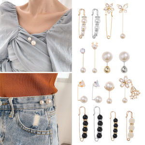 CHUN053634 Fashion Fixed Open Bottom Anti-Light Tightening Waistband Badge Buckle Pearl Brooch Lapel Pin