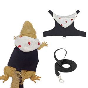 YOUTH HOME Adjustable Lizard Rope Bearded Dragon Lizard Hoodie Colorful Canvas Lizard Harness Vest Lizard Costume Comfort Lizard Traction Rope Clothing Suitable for Squirrel