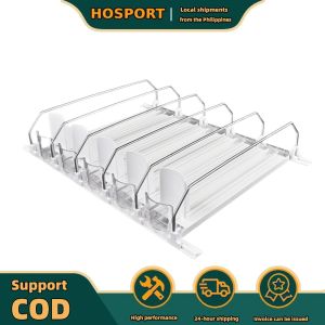 【HOSPORT】 Canned Beverage Push Rack Spring Push Beverage Pusher Shelf Adjustable Width Soda Can Bottle Pusher E-shaped Glide for Kitchen Fridge