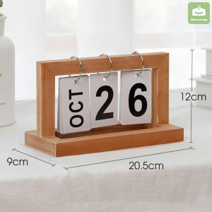 Nordic Style Wooden Page-Turning Calendar Natural Wood Grain Home Decor Office Decor Calendar