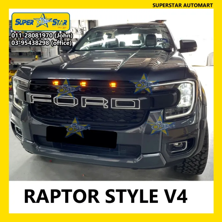 Raptor Style V4 Front Grille with LED (3pcs) and Wording Light For Next ...