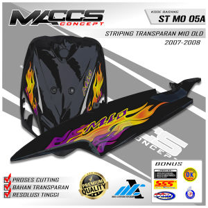 Striping Transparan Mio Old - Striping Mio Motif Api Hot Wheels MAXDECAL - ST MO 05