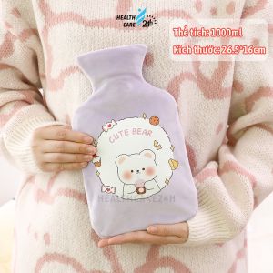 Túi chườm nóng lạnh đau bụng kinh chườm giữ ấm cơ thể giảm đau bụng giữ nhiệt  vỏ rời hình dễ thương 1000ml