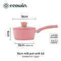 Ecowin Cookware Peach Series Pink Ceramic Non-stick Milk Pan Periuk susu Saucepan Suitable for All Stoves(Gas & Electric & Induction & Ceramic). 