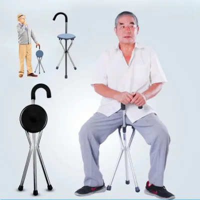 COD Tongkat Jalan Kursi Lipat 2in1 Alat Bantu Jalan Lansia Shalat Portable Anti Slip Kuat GZD06