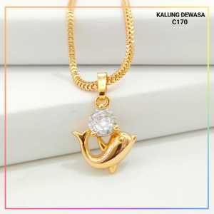 Cute Jewelry Kalung Dewasa Milano Satu Permata Zirkon Perhiasan Lapis Emas 18K Kalung C170