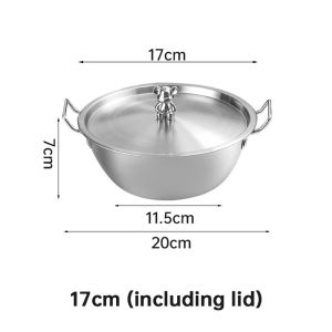 Nipiin Korean Ramen Pot With Double Handle 17cm 19cm Noodle Pot Stainless Steel For Tteokbokki Ramyeon Cooking