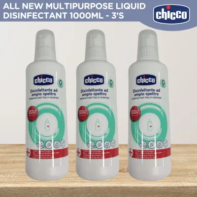 ALL NEW Chicco Multipurpose Liquid Disinfectant 1000ml (Bundle of 3 1000ml x 3) Liquid Sterilizer for Dish and Baby Bottles) - sterilizer for baby feeding bottle