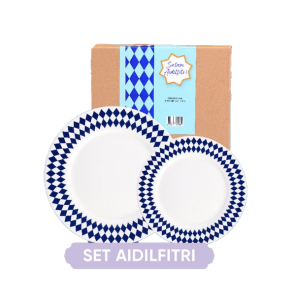 Elegant Porcelain Dinner Plate Set 10" + 8"  Polka Dot / Diamond Checkered