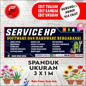 Spanduk Service HP / Spanduk Reparasi HP / Spanduk Reparasi Handphone / Banner Service Hp/ Spanduk Ukuran 300 x 100 cm Bisa COD
