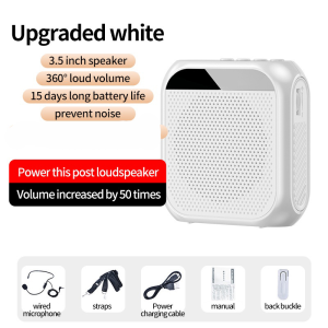 Portable Rechargeable Voice Amplifier with Microph Headset and Waistband USB TF for Teachers Singing Coaches