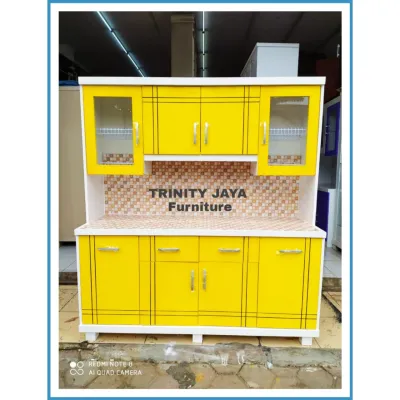 Kitchen Set - Lemari Sayur / Kabinet Dapur 4 Pintu Swing Kayu Keras Bloktik Anti Air Banyak Warna Lemari Piring / Lemari Dapur