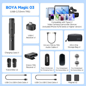 Boya ma thuật 4 hình thức trong 1 mic-rô không dây mic nhỏ ai khử tiếng ồn biến đổi