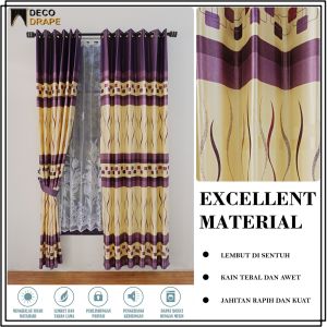 Gorden Jendela Kamar Mewah Kain Blackout Motif Minimalis Modern Model Smokring Tinggi 230 cm