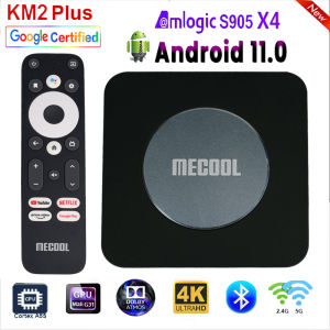 New Mecool KM2 Plus Android 11.0 TV Box Amlogic S905X4 Quad Core Cortex A55 DDR4 Dolby Audio 4K HDR 2.4G&5G Wifi Bluetooth 2GB 16GB Smart Media Player Support Voice Assistant 2022 Set Top Box