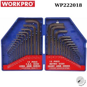 Bộ lục giác 30 chi tiết hệ inch & mm Workpro WP222018 thép hợp kim CR-V - Hàng chính hãng