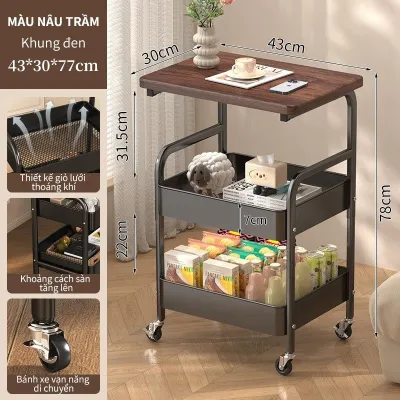 Kệ ba tầng được trang bị bánh xe chất lượng cao hoàn hảo để trang trí phòng ngủ phòng khách và nhà bếp.