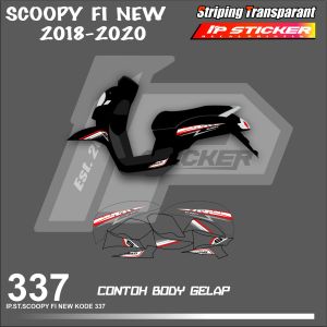 SCOOPY FI NEW 2018-2020 (COD) STIKER STRIPING MOTOR HONDA SCOOPY FI NEW HOLOGRAM DAN TRANSPARAN