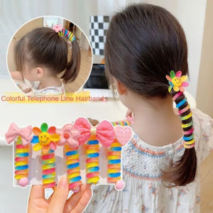 Coil Hair Tie Kids Girl Ponytail Hair Rope Fashion Scrunchies Japanese Braided Telephone Cord Hair Ring