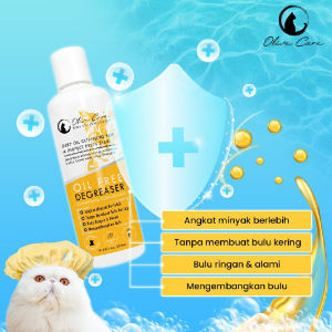 Olive Care Shampo 100 ml Kucing Oil Free DEGREASER untuk Anti Rontok Bulu Berminyak Kotor Ampuh Shampoo Sampo Wangi Harum Kulit Sensitif Non Goop Groomers 100ml Kitten Anak