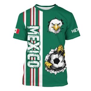 [Local Stock] VCC Outdoor Soccer Sports men t-shirt Mexico Aztec Eagle 3D Print Jerseys Casual O-neck Loose short sleeve tee Fashion Fan y2k Tops