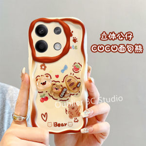 Casing Redmi 13C Note 13 Pro+ Plus POCO C65 X6 M6 Pro 4G 5G Phone Case New Design 3D Doll Cute Cartoon Bear Cream Silicone Lens Protection Soft Cover with Bracelet 2024
