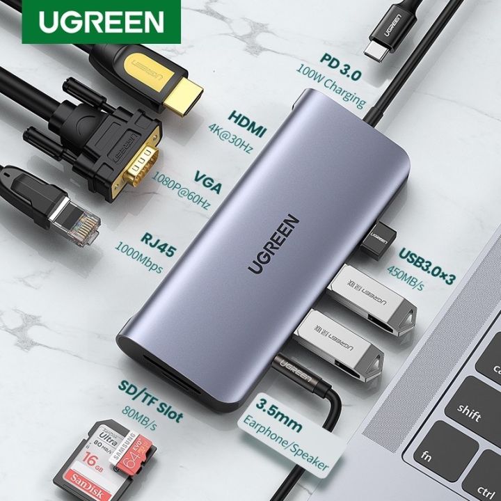 UGREEN 80133 USB C Hub 10 in 1 Type C Hub with Ethernet 4K USB C to ...
