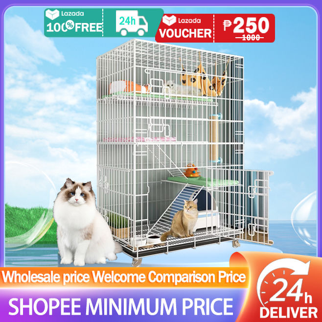 Cat Cage Heavy Duty Pet 2/3/4 Layer Large Cage Sturdy Pet