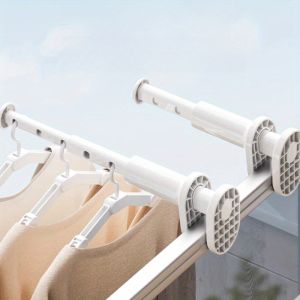 Portable Travel Clothes Hanger Folding Clothes Drying Rack No Need for Drilling Retractable Clothes Drying Pole