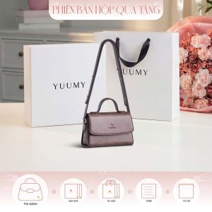 Bộ hộp quà trắng YUUMY (Túi đeo chéo nữ YUUMY YN179 + Hộp quà YHQ3T + Túi giấy YTG3T + Túi rút BVR3838 + Thiệp cảm ơn YBT1)