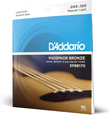 DAddario EPBB170 Phosphor Bronze Acoustic Bass Strings Long Scale 45-100