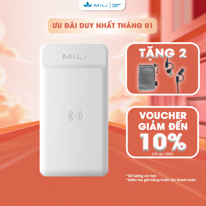 Sạc dự phòng MiLi - Sạc dự phòng không dây power Magic IV 10,000mAh/3.7V - HB-G12WE - Bảo hành 2 năm