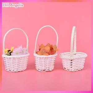 [Hill Angelia] 1Pcs Hand-woven Mini Plastic Weaving Storage Fabric Basket Rattan Tea Picnic Bag