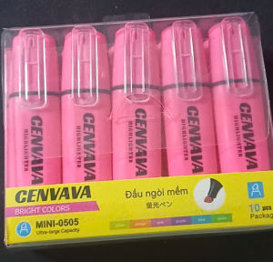 BÚT DẠ QUANG CENVAVA MINI 0505 MÀU TƯƠI SÁNG NGÒI 5MMCOMBO 10 BÚT