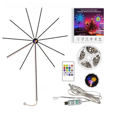 Christmas 💕Smart Fireworks Light Strips Colorful Fireworks Light Strip Set Smart Voice-Controlled RGB Lights Festive Decorative Ambient Lights LED String Light Strips