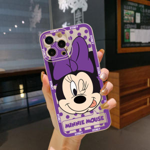 for Realme C67 C53 C51 Note 50 C21 C33 C30 C35 C11 2021 C12 C15 C21Y C25Y C25S Realme5 5i 6i 9i 8 Pro Narzo 50i Prime Funny Purple Minnie Mickey Square Edge Cover Full Len Protective Case