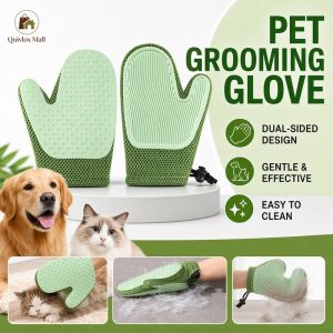 Pet Grooming Glove Double Sided Silicone Deshedding Hair Remover Brush Bath Massage Cats Dogs