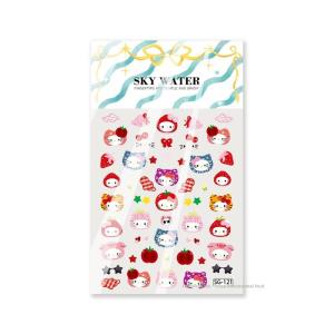 LSHUO สติกเกอร์ตกแต่งเล็บลายการ์ตูนน่ารักสำหรับเทศกาลคริสต์มาส Hello Kitty ลาย KT รูปหัวแมวสติกเกอร์ตกแต่งเล็บของขวัญสำหรับตกแต่งเล็บ DIY สำหรับเด็กผู้หญิง
