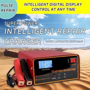 SYRUPSHADDOCKING 12v 24v Car Motorcycle Battery Charger Fast Charging Battery Detection Car Jump Starter Portable LED Display Automatic Lead Acid Pulse Repair Auto Accessories