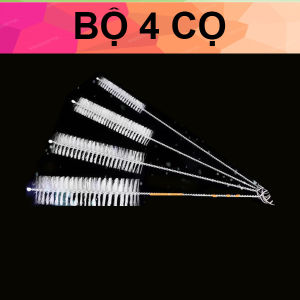 Combo 4 Cọ Rửa Ống Hút Cọ Chà Rửa Chai Lọ Đầu Nhỏ Cán Dài Cây súc bình